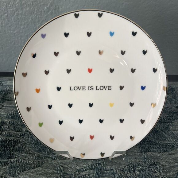 Williams Sonoma Pottery Barn West Elm Human Rights LOVE IS LOVE Heart Plate 7.5” - Picture 1 of 4